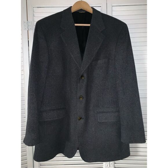 Vintage Bill BLASS Charcoal Gray Cashmere Button Down Blazer Men’s 42 - Picture 7 of 16